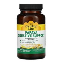 컨트리라이프 파파야 츄어블 500웨이퍼 파파인 프로테아제 글리신 천연효소 비건