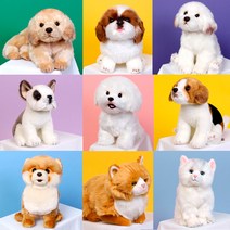 위더펫 리얼 강아지 고양이 동물 인형 30cm, 페르시안친칠라화이트