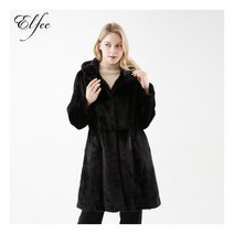 [진도끌레베] 진도 Elfee 블랙 밍크 휘메일 하프코트 (E6W1EC02)