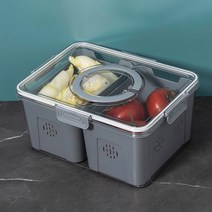 SIMMY 밀폐용기 보관 냉장고 수납함 토트 분리 아스팔트 식품급 음식 채소 보관함 냉동 분리 보관함, 2분할=그레이, 2P