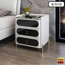 허니앤버니 침대 협탁 사이드 테이블 옆 소파 쇼파 무선 서랍장 충전 조명 usb 원목, 삼색조명+USB, 펄 화이트