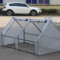 소형비닐하우스 농사용 조립식 비닐하우스 베란다 다육식물 보온 화실 지퍼식 식물 겨울난간온실 온실 비막꽃실 창틀난방 브라켓, [08] 길이 4미터 폭 2미터 높이 2미터흰색 이중문