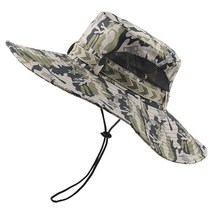 등산 사파리 모자 밀리터리 모자 턱끈 남성 롱 와이드 챙 버킷 모자 낚시 통기성, 04 Gray five-star