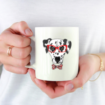 [마이월플레이즈] 로고머그컵 소량머그컵제작 선물 안경쓴 달마시안, 디자인위치:중간