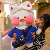 PKTOYS 귀여운 말하는 I LOVE YOU 다이소 오리인형 바디필로우 크리스마스 선물 80cm, 흰 오리 파란 편지 스웨터 흰색 사랑