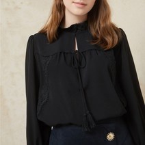 블루페페 하이넥레이스블록블라우스P214MSC004BK-WI