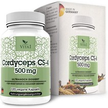 독일직구 Vita1 Cordyceps Sinensis 500mg 120캡슐 (2개월 서플라이) 비건 CS-4 추출물 독일제, 수량, 상세참조