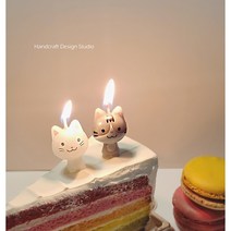 고양이 생일초 캐릭터 초 파티초 이쁜 초 파티초 초 귀여운 고양이 4종 시리즈 당일발송, 깜냥이+흰냥이 2종