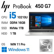 HP ProBook 450 G7 i5-10210U Intel 10세대 Core i5, 코어i5 10210U, 1TB, 16GB, WIN11 Pro