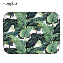 Hongbo 열대 선인장 Monstera 패턴 안티-슬립 스웨이드 카펫 도어 매트 Doormat 야외 주방 룸 층 매트 러그, 400mm x 600mm, 01 1_01 400mm x 600mm, 1개