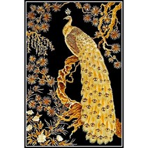 17종 DIY피포페인팅 행운과 부를 상징 청공작새 명화 색칠하기 부귀 금전운 가져다주는 풍수 유화그리기 집중력향상 집들이 개업선물 액자프레인포함 40*50CM, 일러스트그리기12번