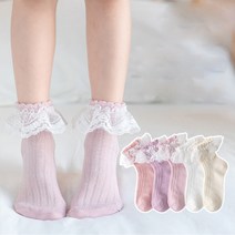 아이뿜 CS208 파스텔 요정 레이스 여아용 아동양말 5족세트