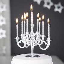 샹들리에 생일케익초 촛대&캔들 세트 [메탈실버]