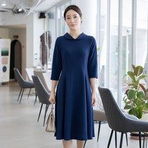 모슬린 엄마옷 카라 미디 원피스 EOP302082 마담 미시옷 중년여성의류 빅사이즈 50대 60대여성옷