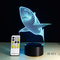 3d led 라이트 나이트 크리 에이 티브 상어 키즈 테이블 램프 홀로그램 환상 침실 거실 7 색 usb led 라이트 램프 aw-073, 컨트롤러 없음, 7색 AW-073