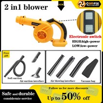 핸드블로어 숯불 송풍기 낙엽청소기 Coofix-2 인 1 송풍 흡입 나뭇잎 먼지 수집기 터보 정원 무선 진공 청소 공기 마키타 21V 배터리 사용, CHINA, Host only-N, EU