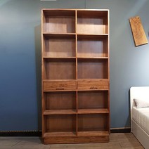 그녀의 가구놀이 참죽나무 원목 1000 사이즈 서랍형 5단 책장, 담홍색/흑갈색