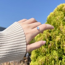 포인바이수 실버925 유니크 영롱 꼬인 문스톤 원석 큐빅 실버 은반지 바캉스 해변룩