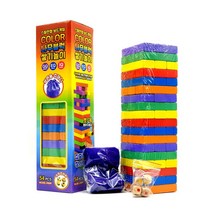 컬러 나무 블럭 젠가 54pcs 보관 주머니 원목 모형 쌓기
