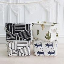 디자인 패브릭 사각바구니 (4color) 수납바구니 바스켓, 블랙스트라이프