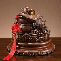 심경화의 행운의 장식품 황금 두꺼비 큰 세 다리 두꺼비 돼지 저금통 황금 두꺼비 사무실 금전 등록기 선물 개설, 로그 색상, 대형