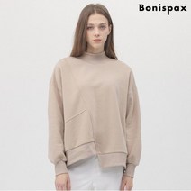 보니스팍스 사선 절개 터틀넥 언발 티셔츠-MF99TS242