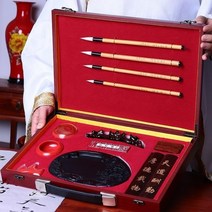 매난국죽 고급 문방사우 서예 캘리그라피 세트 지필묵 벼루 먹 문진 붓글씨 연습 고급 세트, 안전포장, F-세트