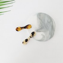 프랑스핀 호피 초미니 옆머리 5 cm 둥근 리본 헤어 집게핀 (2개1쌍)