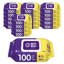 깨끗한나라 베이직 물티슈 100매 캡 20팩 Wet tissue, 100매입
