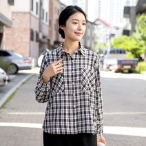 엄마옷 모슬린 면 리얼체크 롤업 남방 NB209061마담 미시옷 50대 중년여성의류 60대 엄마옷 빅사이즈 할머니옷 여성옷