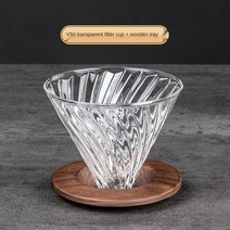 서버컴퓨터 데스크탑 노트북 부어 커피 세트 도저 400600ml 커피 유리 깔때기 드립 커피 메이커 v60 필터 나무 스탠드 양조 컵, 투명한 v50 펠트