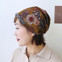 제이제이나인 플라워 가을 겨울 큐빅 여성 두건 비니 모자