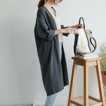 노카라린넨자켓 여성마자켓 내추럴 롱 린넨자켓 린넨로브