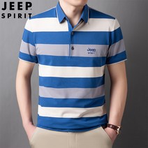 지프 스피릿 남성 반팔 카라티 스트라이프 면 티 비즈니스 캐주얼 남성 반팔 티셔츠 코튼 스트라이프 셔츠 긴팔티 카라티 면 스판 티
