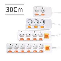 4구 멀티콘센트 개별 스위치 30Cm 과부하 차단 짧은 멀티탭 국산 접지 250V 16A