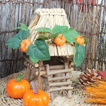 [Her1088] 원두막 모형 (중) 호박넝쿨장식 원두막모형 솔방울과 호박 고구마모형 자연밀 가을소품 추수감사절 시골감성 전통소품, 자연밀-베이지