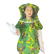 양봉 자재 용품1개 양봉가 천 후드 위장 통기성 재킷 의류 보호 긴 소매 장갑 안티 물린 메쉬 모자 베일, 01 1set