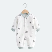 우와우와 동물농장 똑딱이 신생아 영유아 팬더 실내 우주복