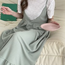 [스위트플러스] 임부복 반팔 링클프리 캉캉 롱 끈나시 임산부 원피스