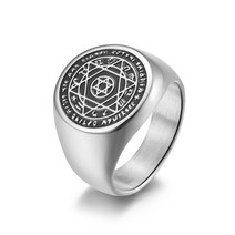 Pentagram of Solomon Rings for Men Patron Saint Ring Archangel Raphael Sigil Divine H [A00014885]
