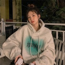 빅사이즈 커플 맨투맨 여성 후드 봄가을 루즈핏 상의 오버핏 후드티 Whr0619