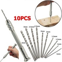 전동드릴 미니 알루미늄 합금 핸드 드릴 척 10pcs 0.8-3.0mm 드릴 비트 보석 pcb 시계 드릴링 나무 플라스틱 diy 캠핑 텐트 가성비 휴대용 함마드릴 해머드릴, c 1-3mm