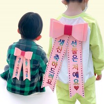 핑크캔디 홀로그램 리본 인간화환 아기화환 강아지화환, 02.리본화환_소형(핑크)_멀티핀
