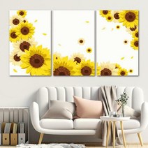 [바보사랑] 캔버스액자 해바라기 옐로우 플라워 3분할 105x55cm