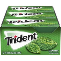 트라이던트 무설탕 자일리톨 껌, 스피어민트 (Spearmint), 168개입, 1.9g