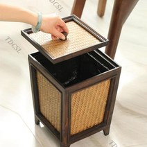 원목 쓰레기통 라탄 우드 앤틱 빈티지 등원목휴지통