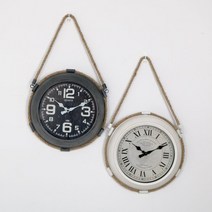 빈티지 마끈 벽걸이 시계 (블랙/화이트) 2종, [오싸다] 블랙