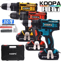 KOOPA TOOL 새로운 21V 3 in 1 임팩트 전기 드릴 가변 속도 임팩트 전기 나사 드라이버 무선 드릴 플라스틱 케이스 포장, 2x 배터리, 붉은색, 1개