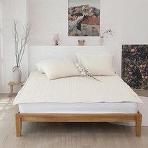 [천삼백케이] [천솜이] 비앙카 목화솜 초고밀도100수 순면침대패드2장(K 160 200), 오트밀+오트밀