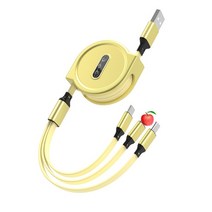 리코gr2 cctv 카메라 케이블120cm 확장 가능한 데이터 케이블 3 In 1 USB 충전 iPhone13 마이크로 Type C, 05 Yellow
